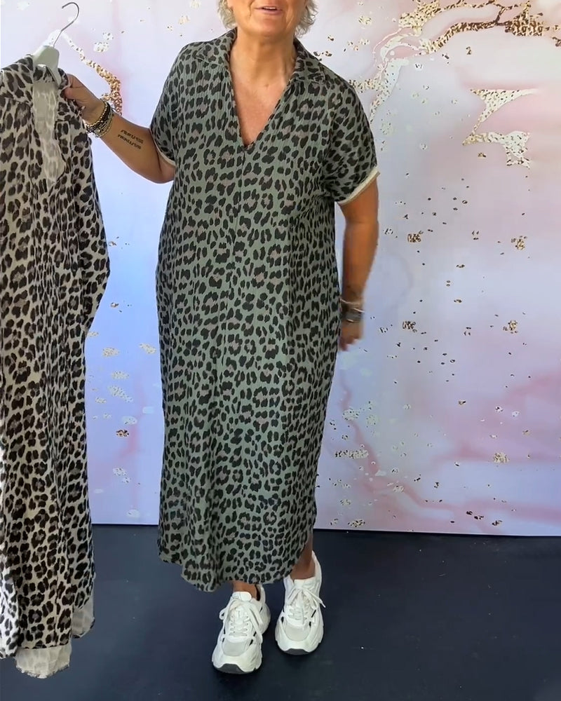 Sonja™ | Panterprint jurk met V-hals