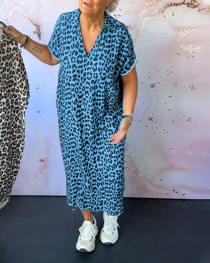 Sonja™ | Panterprint jurk met V-hals