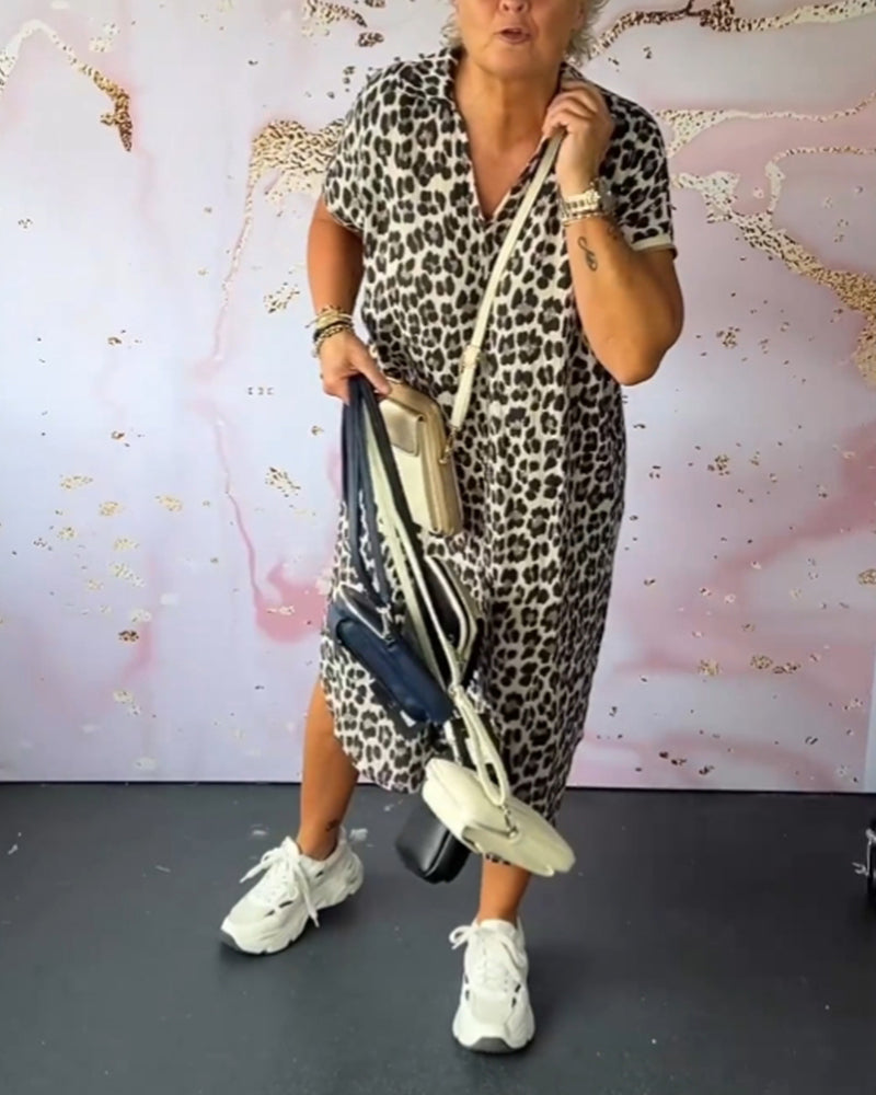 Sonja™ | Panterprint jurk met V-hals