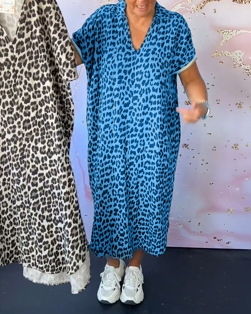 Sonja™ | Panterprint jurk met V-hals