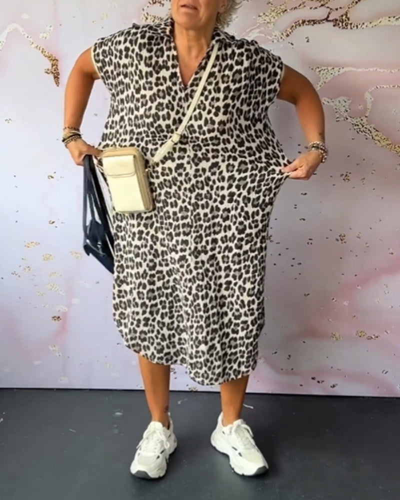 Sonja™ | Panterprint jurk met V-hals