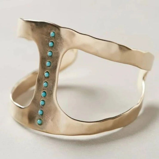 Agnes™ | Vintage öppen ring med infattade turkosa stenar
