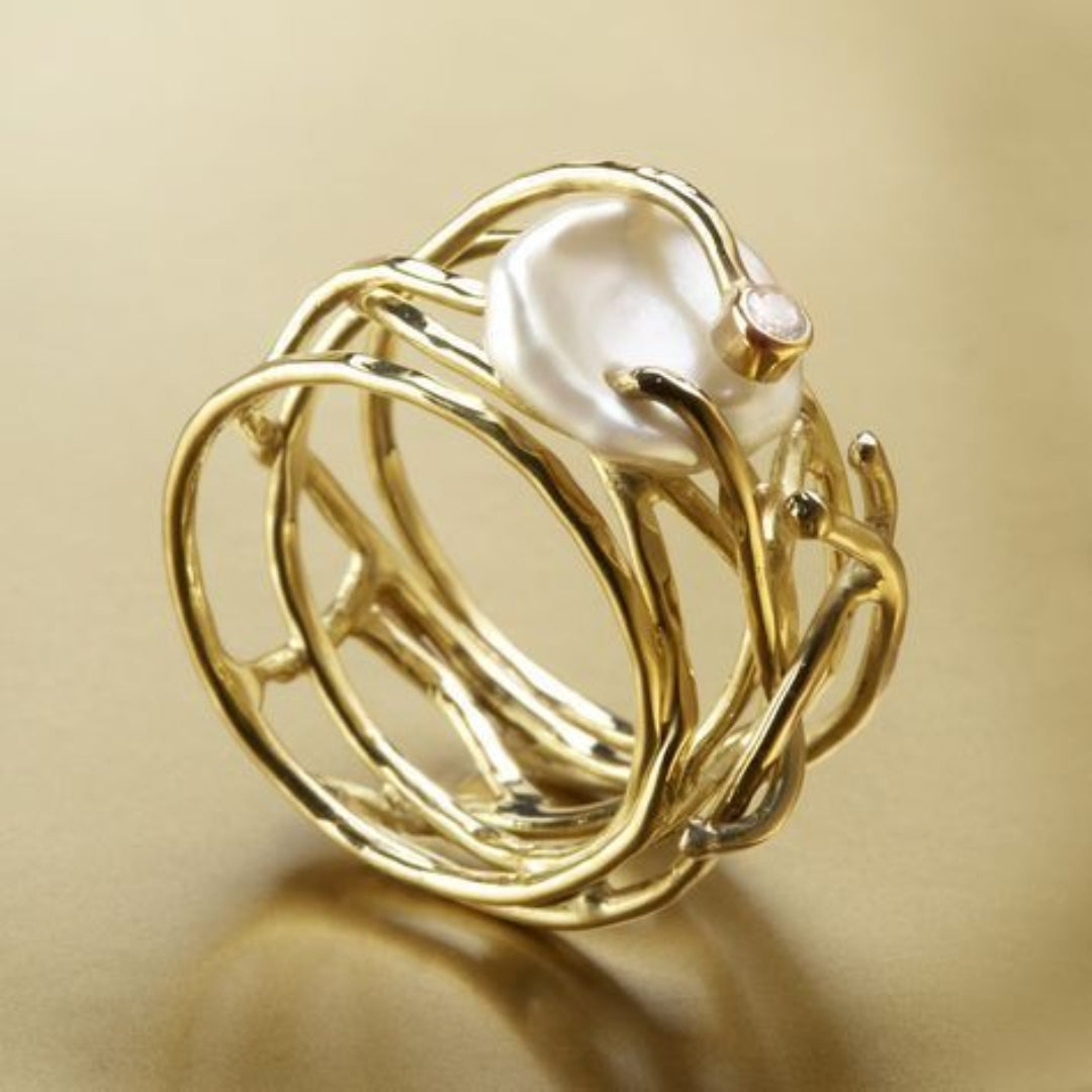 Emilia™ | Tunn Guld- & Pärlring
