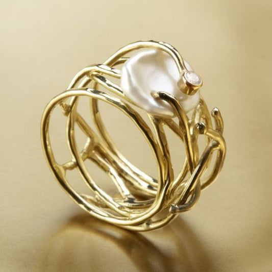 Emilia™ | Tunn Guld- & Pärlring