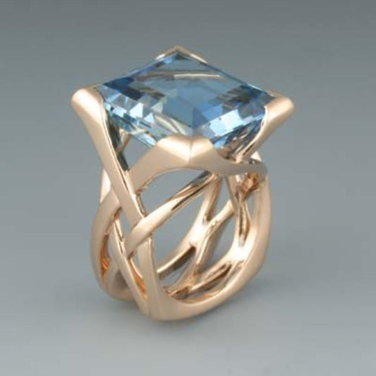 Elvira™ | Vintage ring i roséguld med blå zirkonium