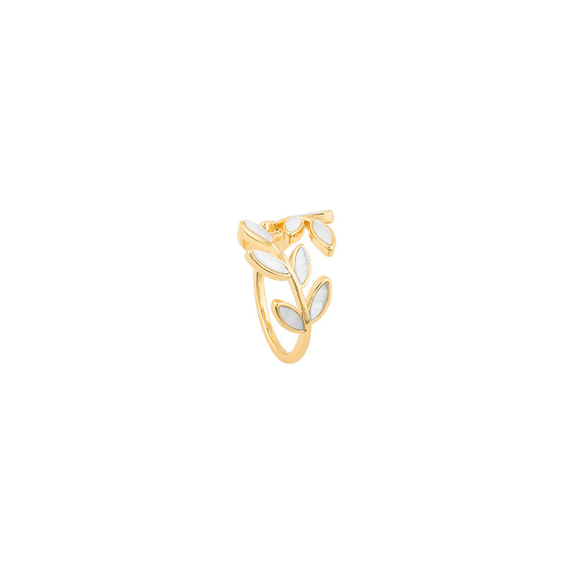 Elin™ | Justerbar ring i guld med hvid opalblad