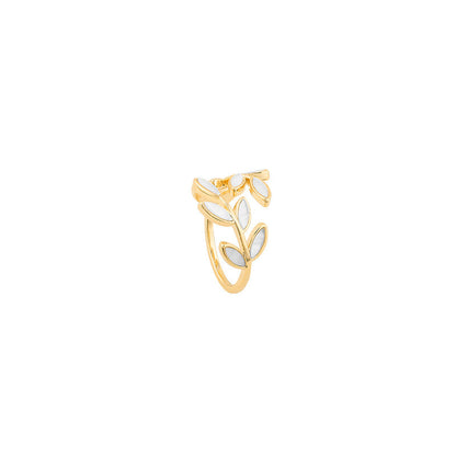 Elin™ | Justerbar ring i guld med hvid opalblad