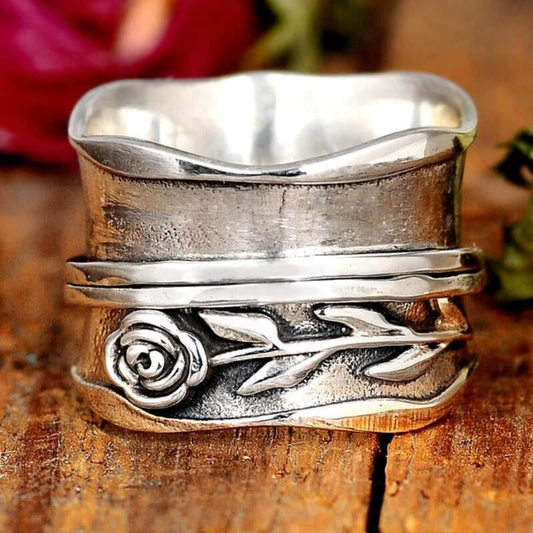Astrid™ | Vintage silverring med blomma