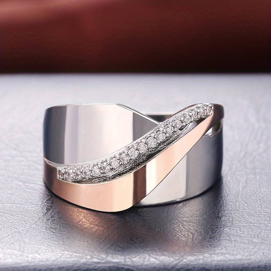 Linnea™ | Vintage ring i roséguld och silver med zirkonia