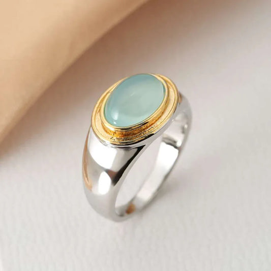 Polina™ | Grön Ring med Rund Sten, Vintage