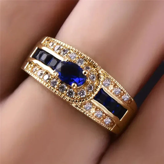 Stina™ | Briljantblå ring i guld