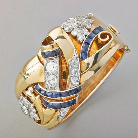 Agnes™ | Vintage guldring med blå zirkonia